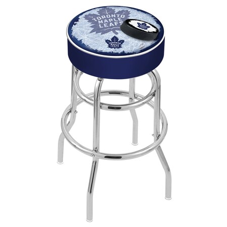 Holland Bar Stool Co 25" Toronto Maple Leafs Cushion Seat, 2-Ring Chrome Swivel Bar Stool L7C125TorMpl-D2